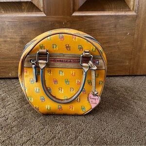 Dooney and Bourke Orange Circle It Bag multi color logo pattern